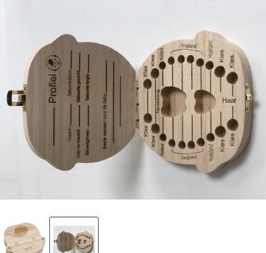 Houten Tandendoosje voor jongens - opbergdoos - geschenkdoos - kraamcadeau van Merkloos — afbeelding 4