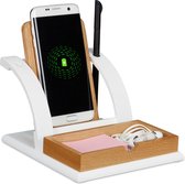 relaxdays draadloze oplader met bakje - laadstation - draadloze opladen - inductie - hout