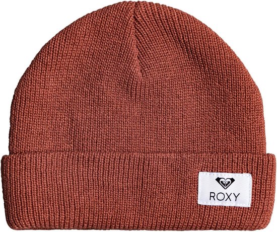 Roxy Island Fox Beanie, Berretto In Maglia Acrilica Per Donna, Vestibilità Comoda, Patch In Cotone, Colore Tangerine
