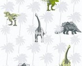 DINOSAURUS BEHANG - Groen Grijs - Kinderkamer - AS Creation Little Stars