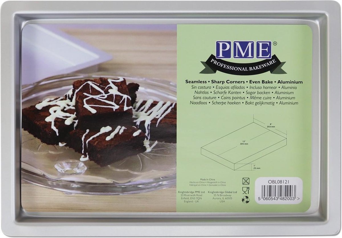 PME - Rechthoekige Bakvorm - Brownie Bakvorm - Aluminium - 20,3x30,4x2,5cm