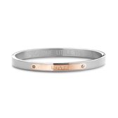 CO88 Collection Inspirational 8CB 90514 Stalen Bangle - Love - Zilverkleurig / Roségoudkleurig