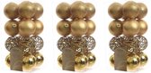 48x Gouden kunststof kerstballen 6 cm - Mix - Onbreekbare plastic kerstballen - Kerstboomversiering goud