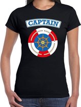 Kapitein/captain verkleed t-shirt zwart voor dames XS