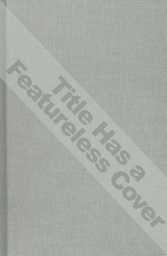 Een grijs boek met een linnen textuur en een schuine band met de tekst 'Title Has a Featureless Cover'.