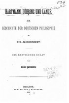 Hartman, Duhring und Lange Zur Geschichte der deutschen Philosophie im XIX. Jahrhundert