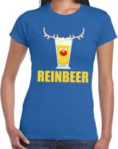 Foute Kerst t-shirt Reinbeer blauw voor dames M