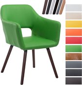 Clp Auckland Eetkamerstoel - Kunstleer - groen - Kleur onderstel : walnoot (eiken)
