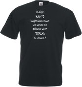 Mijncadeautje Unisex T-shirt zwart (maat XXL) Ik blijf kilo's kwijtraken