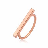 Joboly Minimalistische platte bar balkje ring 23 mm staafje  - Dames - Rosékleurig