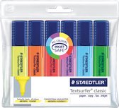 8x Staedtler Markeerstift Textsurfer Classic etui van 6 stuks: geel, oranje, rood, paars, turkoois en groen