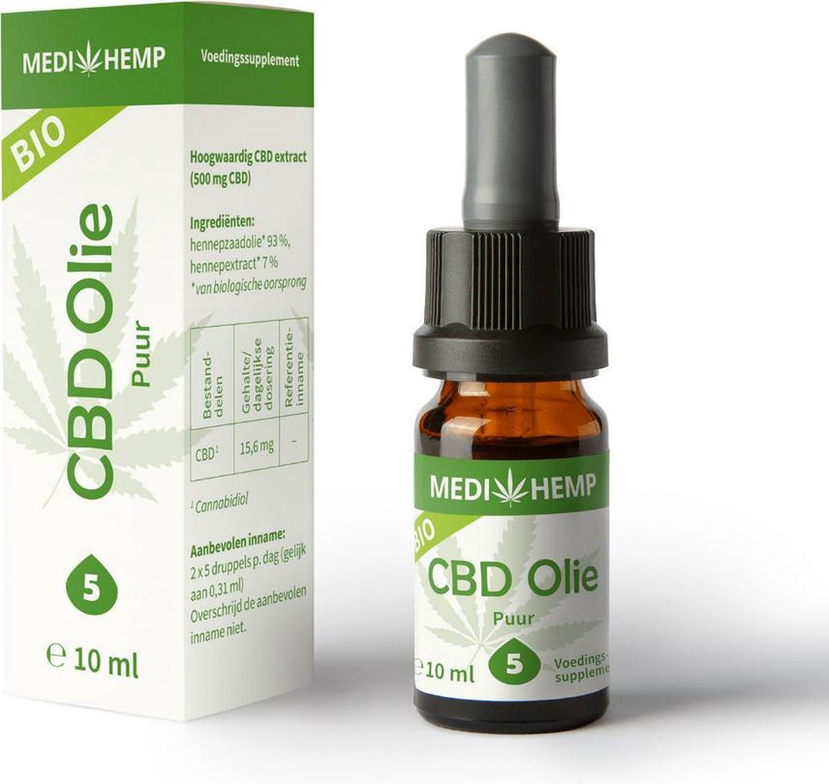 Medihemp CBD olie puur - 5% - 10 ml