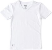 Little Label - t-shirt v-neck - white - maat: 122/128 - bio-katoen