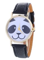 Hidzo Horloge Panda ø 37 mm - Zwart - Kunstleer