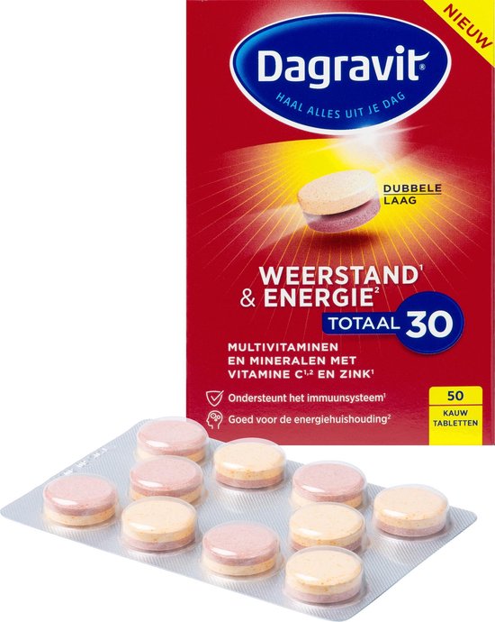 boter Snor typist Dagravit Weerstand & Energie Totaal 30 Vitaminen - Multivitamine - 50  tabletten | bol.com