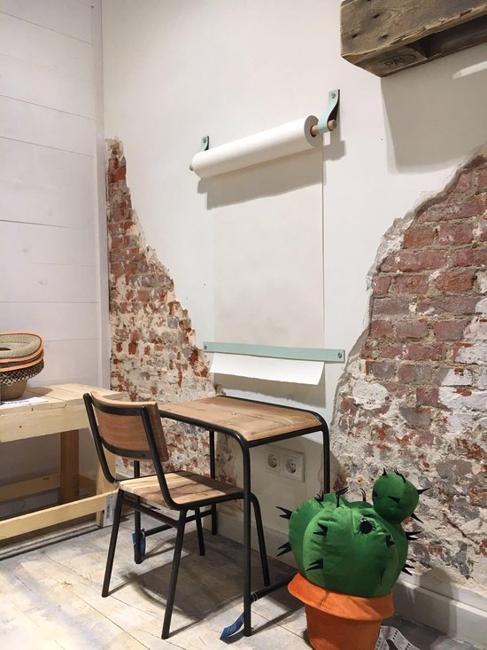 Rouleau de dessin - aux boucles d'apprentissage | COGNAC (Rouleau de papier: blanc, Support de rouleau: bois rond)