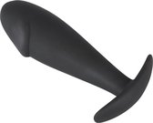 Black Velvets – Siliconen Conische Anaal Plug met Smalle Hals Oplaadbaar met Vibratie – Maat L – Zwart