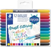 STAEDTLER Design Journey - Brush letter pen duo met (penseel)punt - set 12