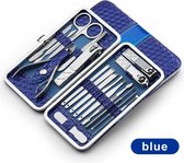 18-delige Manicure Set RVS - Hexagon Blauw - Nagels Pedicure
