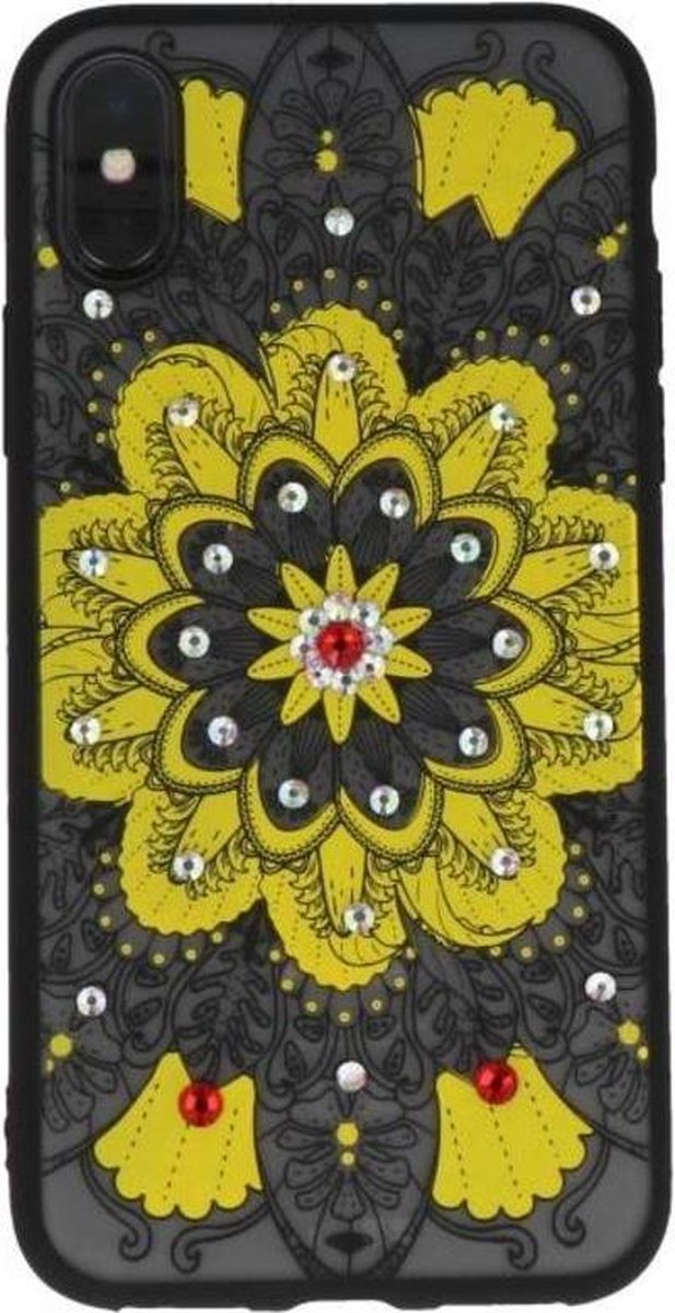 Geel Diamant Mandala Back Cover Hoesje voor iPhone X