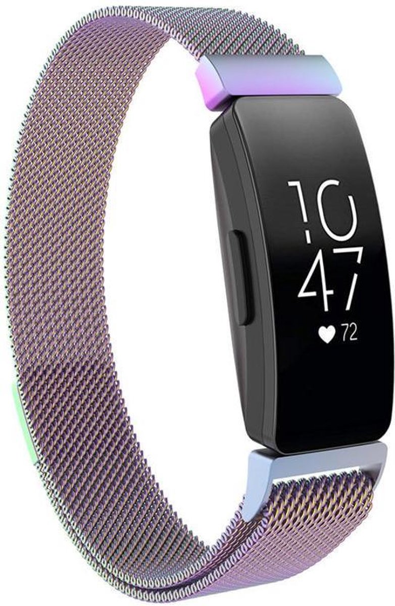 KELERINO. Milanees bandje geschikt voor Fitbit Inspire (HR) - Regenboog - Small