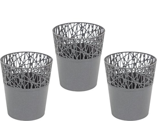 Bloempot Binnen Rond City 14cm GRAPHITE Prosperplast / 3 STUKS ! /