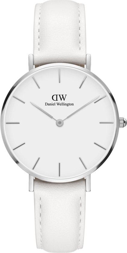 Daniel Wellington Petite Silver Bondi White DW00100190 - Horloge - 32mm - Leer - Zilver