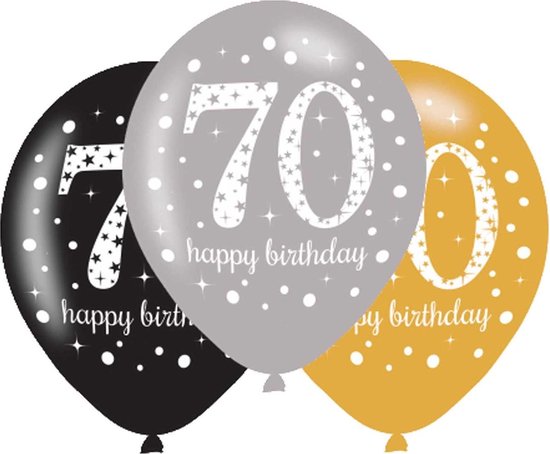 Ballonnen 70 Jaar Happy Birthday 27,5cm 6st