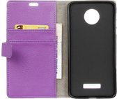 Litchi cover paars wallet case hoesje Motorola Moto Z Play