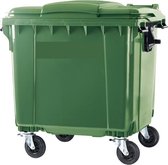 4 wiel afvalcontainer 1100 liter groen