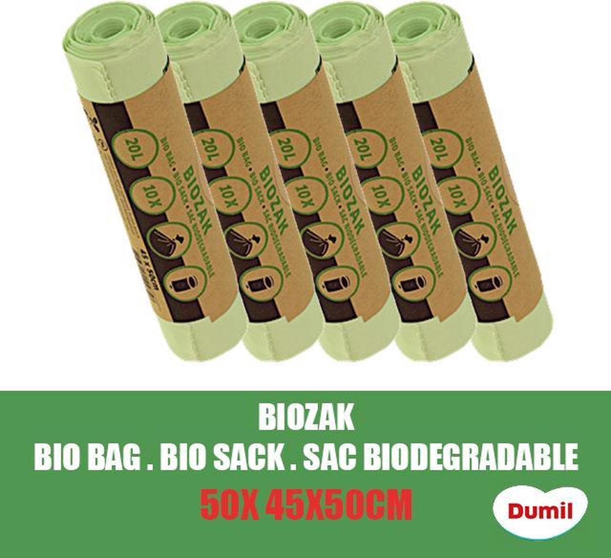 comfortabel onderdak blijven Dumil Biozak 20 Liter 45x50cm - 5 Rollen van 10 Zakken - Voordeelverpakking  | bol.com