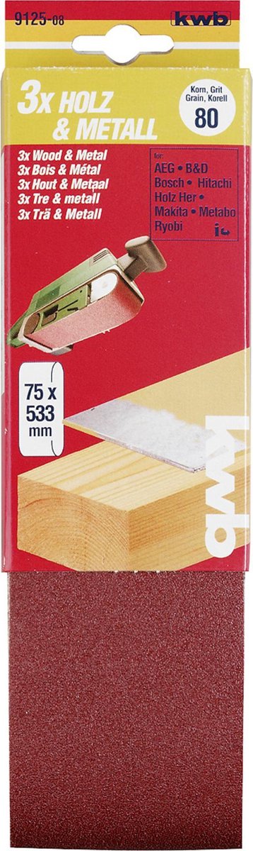 KWB schuurband 75 x 533 mm - Korrel 40 - 912504 - 3 stuks