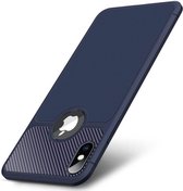 Apple iPhone X / XS hoesje - Donkerblauw - Carbon Soft TPU case