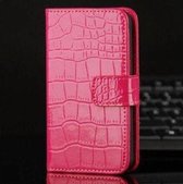 iPhone 4 4s croco hot pink roze cover agenda flip tasje hoesje krokodil