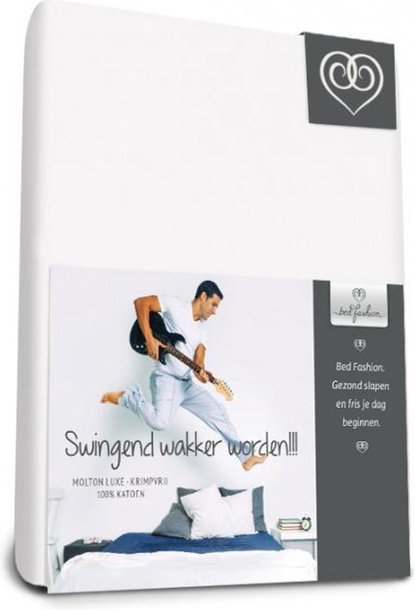 Bed-Fashion Topdek Split molton sanfor krimpvrij hoeslaken 180 x 220 cm Wit