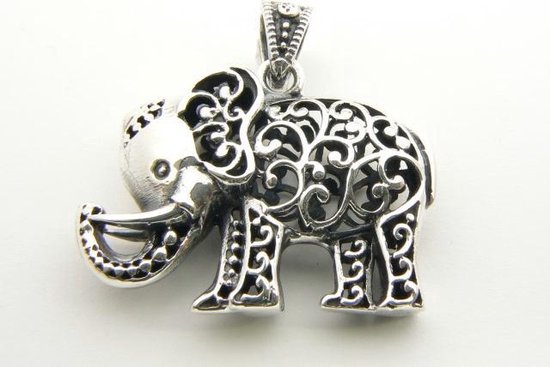 Opengewerkte zilveren olifant hanger | bol.com