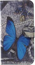 iPhone X XS wallet agenda hoesje blauwe vlinder