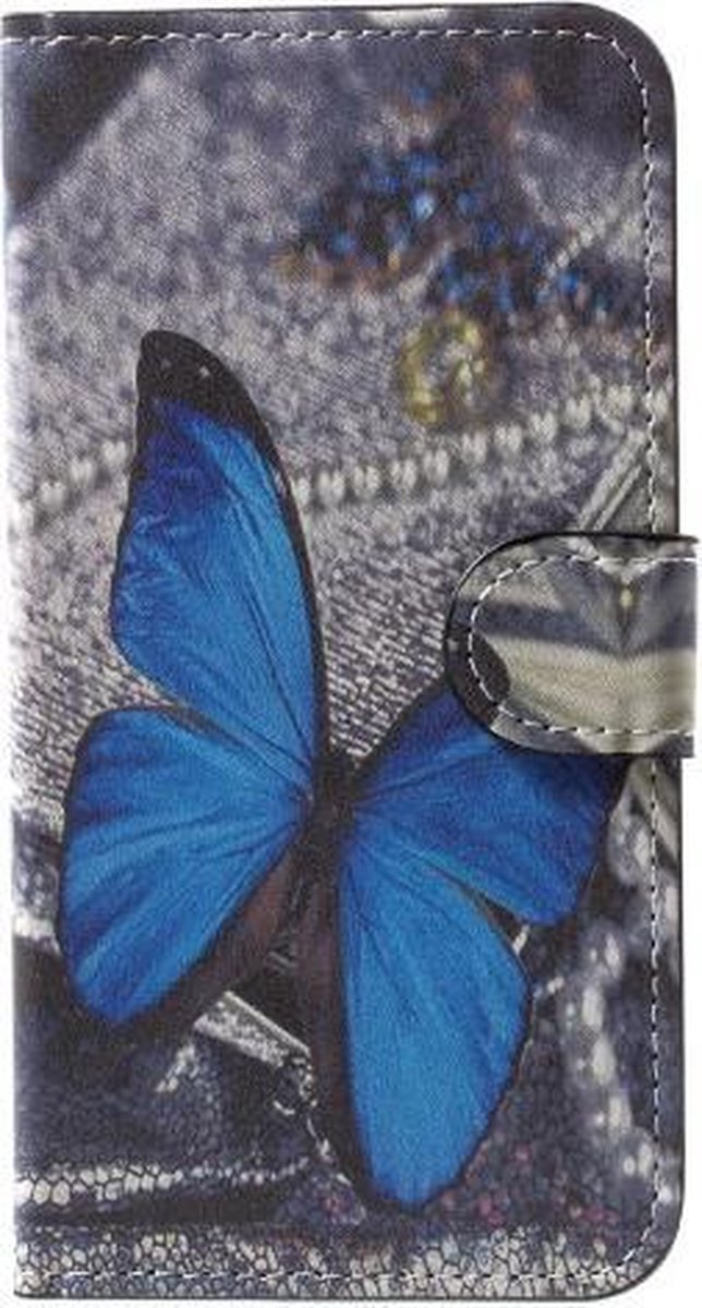 iPhone X XS wallet agenda hoesje blauwe vlinder