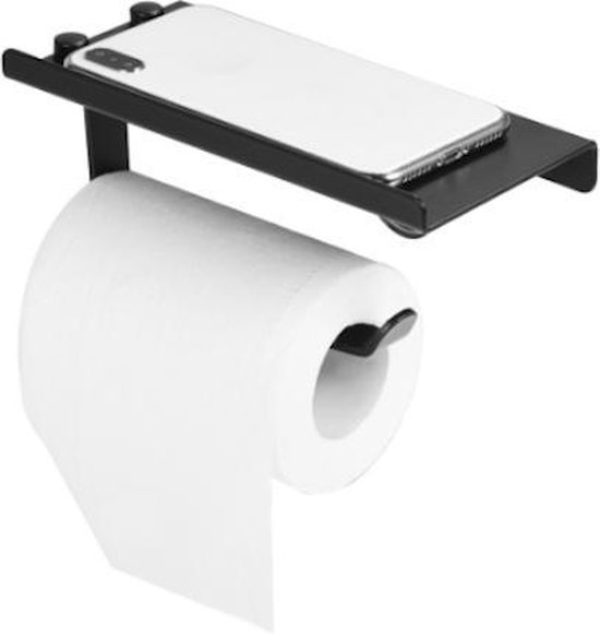 Ontwapening tij Vervreemding Toiletrolhouder industrieel met een telefoonplankje zwart -  Toiletpapierhouder - WC... | bol.com