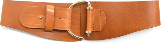 Tailleriem Cognac - 6cm breed - Goudkleurige details - Maat S - |Tannery  Leather | bol.com