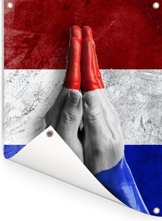 Affiche de jardin à deux mains du drapeau néerlandais 60x80 cm - Toile de jardin / Toile d'extérieur / Peintures pour l'extérieur (décoration de jardin)