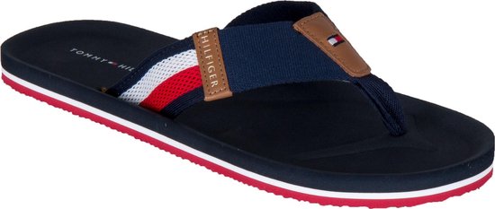 Tommy Hilfiger - Heren - Teenslippers Streep Blauw - Blauw - 44 | bol.com