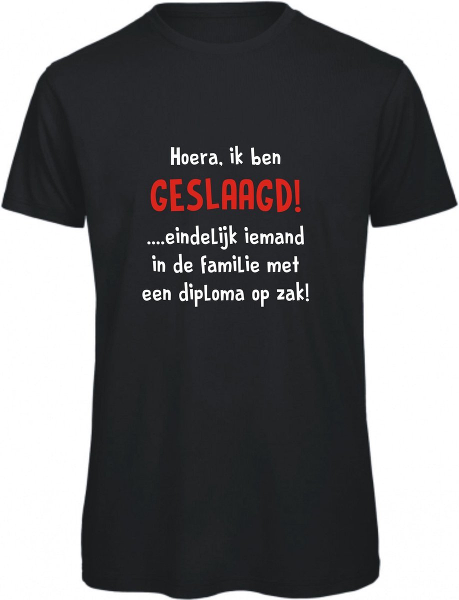 T-shirt Hoera, ik ben geslaagd | XL | Zwart
