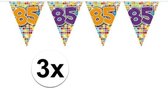 3x Mini vlaggenlijn / slinger - verjaardag 85  jaar - 300 cm