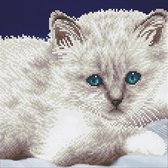 Diamond Painting Volwassenen - Ronde Steentjes - Volledig Pakket - Hobby - Diamond Dotz® - LA49295 - Witte kat 32 x 32cm