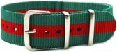 Premium Green Red - Nato strap 18mm - Stripe - Horlogeband Groen Rood