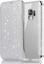 Samsung Galaxy S9 Flip Case - Zilver - Glitter - PU leer - Soft TPU - Folio