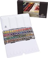 Water Colour set 48 kleuren napjes aquarel aquarelverf met penseel (roodmarterhaar) transparante waterverf