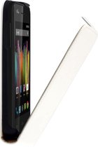 Lelycase Wit Lederen Flip Case Hoesje Voor Wiko Kite