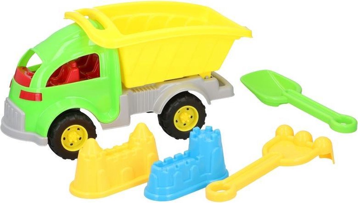 Zandbak speelgoed truck/kiepwagen enkele oplegger 33 cm - Zandbakspeelgoed - Strandspeelgoed